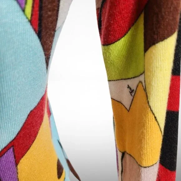 Emilio Pucci Iride Print Silk/Cotton Sweater Pullover Top - Size: 38 - Picture 11 of 16